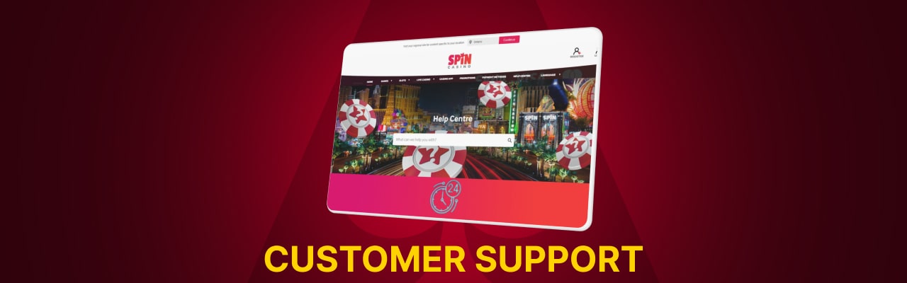 Customer support at spin casino