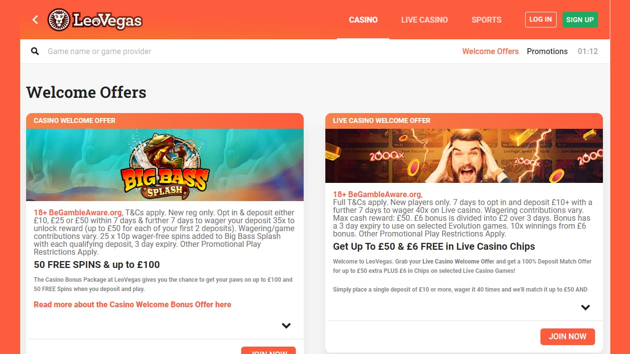 LeoVegas online casino bonuses