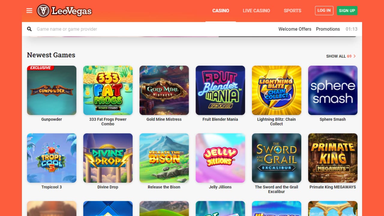 LeoVegas online casino games