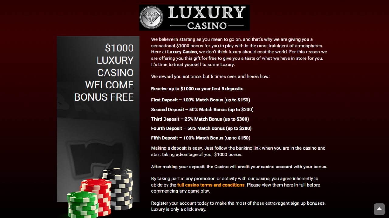 Luxury online casino bonuses